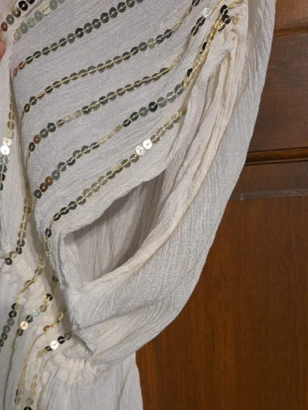 Vince Camuto White Sequin Open-Front Cover Up
